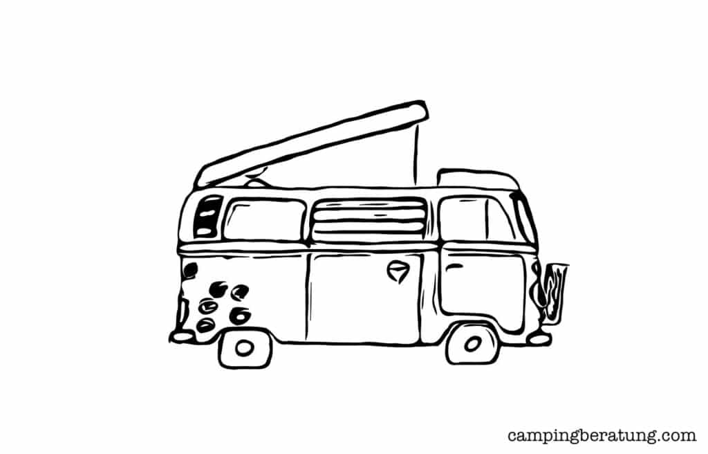 T2 Bus als Icon Zeichnung 3/9 Campern